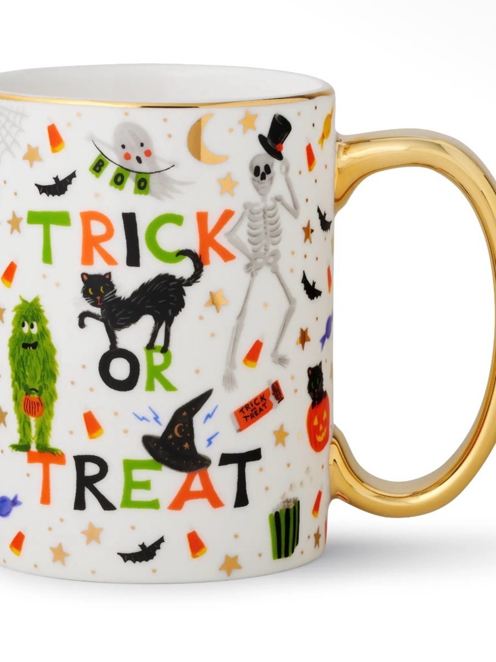 Rifle Paper Co. Halloween Trick or Treat Mug with Gold Handle